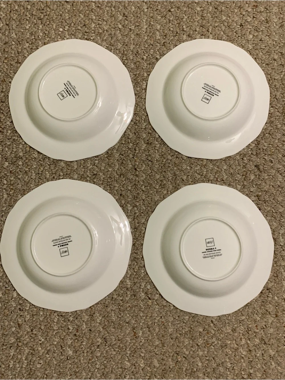Set 4 Mikasa Ultima + Super Strong Fine China Antique White Rim Soup Pasta Bowl